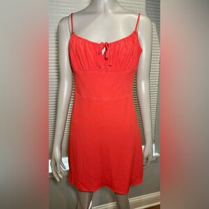 Aritzia Sunday Best Delilah Mini Dress Gathered Bust Milkmaid Red Lined Size Med